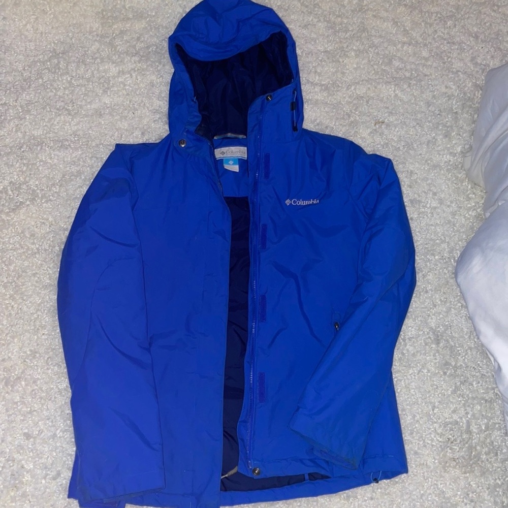 Blue Columbia spring rain jacket